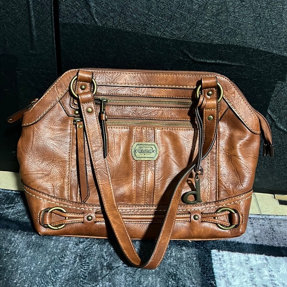 Womens Faux Leather Convertible Satchel Handbag - Picture 1 of 9